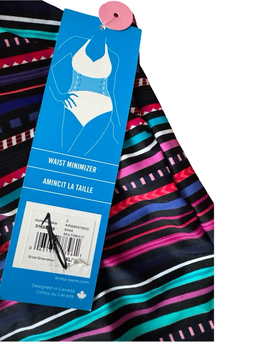 Krista Shape Solution Tankini Top XL Multicolor Stripe Waist Minimizer NWT - Picture 6 of 13